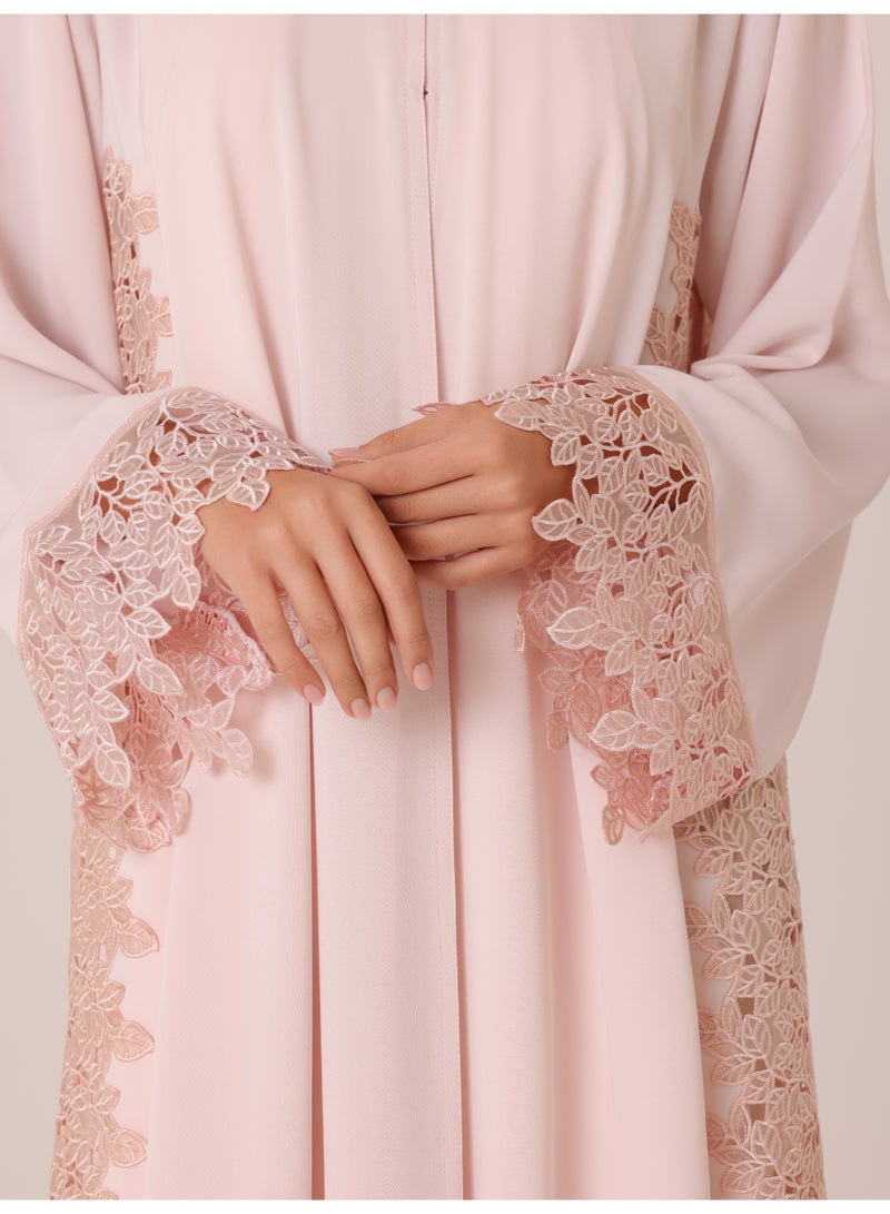 IKKXA Rosewood Lace Abaya ABY1229 Pink - Image 5
